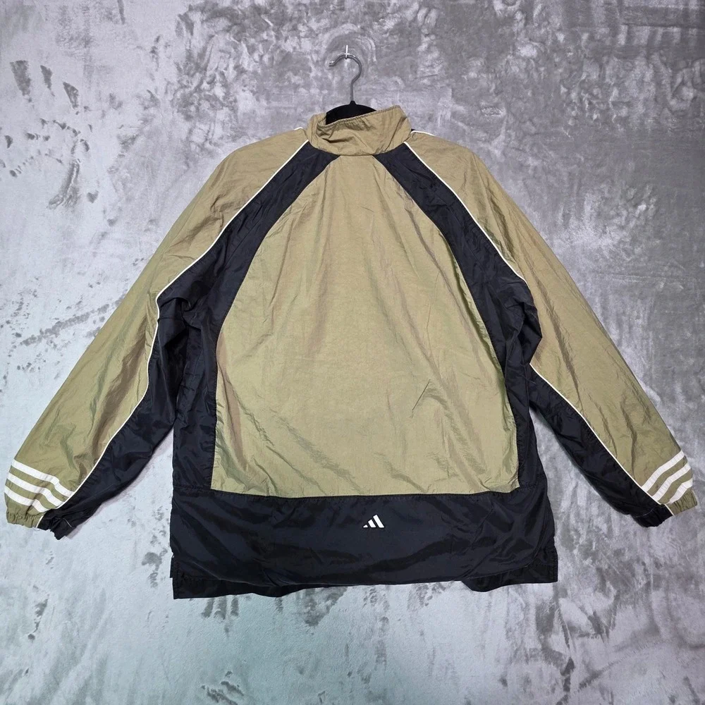 Adidas Vintage Mens Half Zip Windbreaker Jacket Olive Green Black Size L 88387